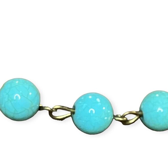 Aldo Signed Statement Multi Layer Fringe Chains Blue Beads Adjustable Necklace - Picture 3 of 6